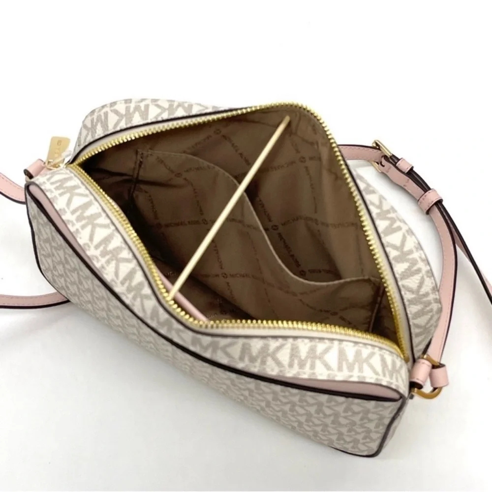 Michael Kors EW Zip Chain Xbody Bag Vanilla/ Light Pink - Picture 6 of 14